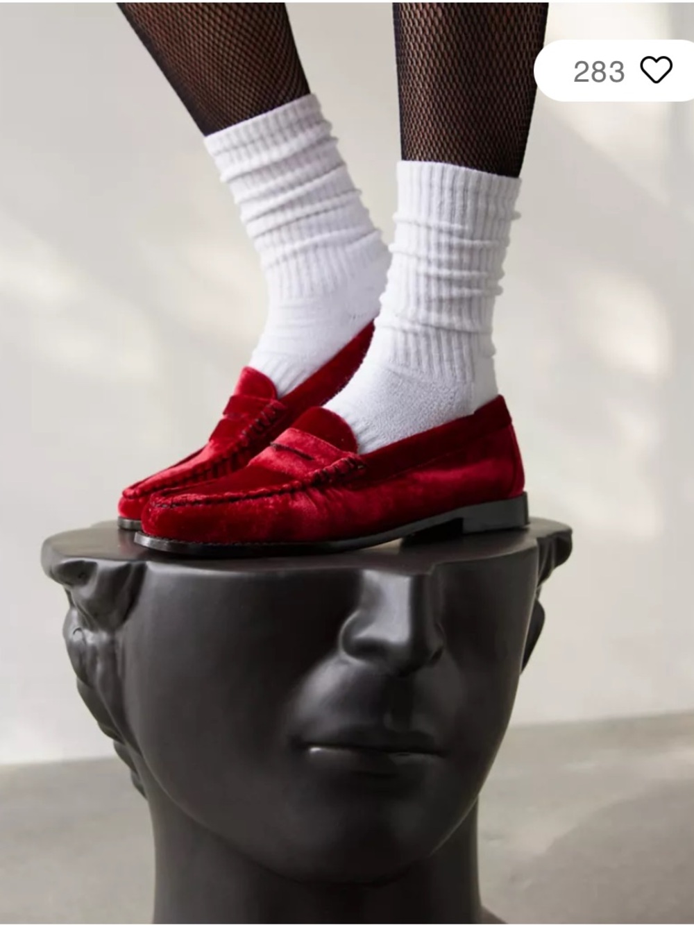 Women's Velvet Penny Loafers in Deep Red No box📣